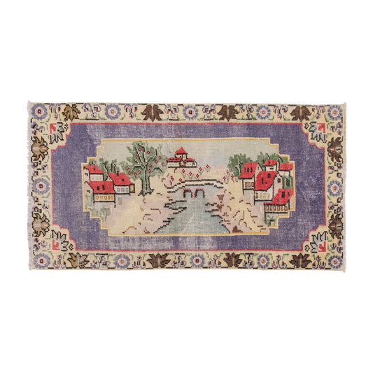 Vintage Rug, Small Oushak Rug 2'8" x 4'11" feet 81 x 150 cm