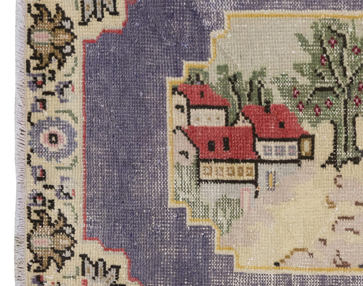 Vintage Rug, Small Oushak Rug 2'8" x 4'11" feet 81 x 150 cm