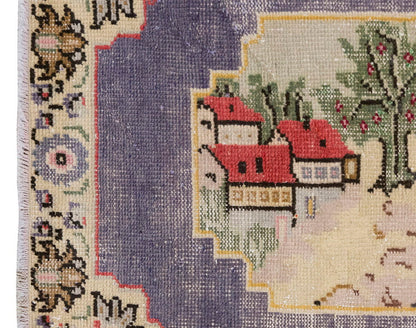 Vintage Rug, Small Oushak Rug 2'8" x 4'11" feet 81 x 150 cm