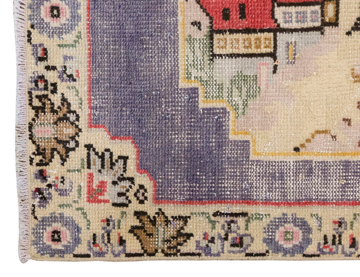 Vintage Rug, Small Oushak Rug 2'8" x 4'11" feet 81 x 150 cm