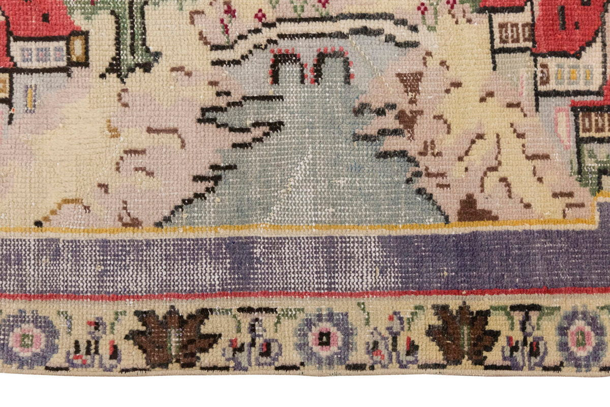 Vintage Rug, Small Oushak Rug 2'8" x 4'11" feet 81 x 150 cm