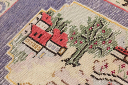 Vintage Rug, Small Oushak Rug 2'8" x 4'11" feet 81 x 150 cm
