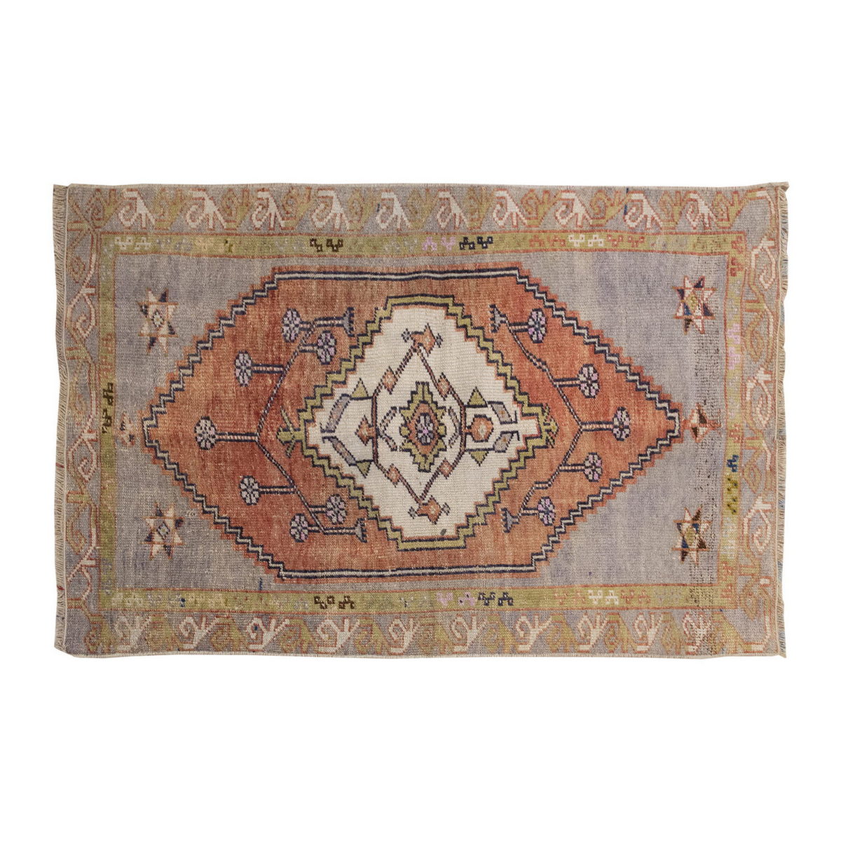 Vintage Rug, Small Oushak Rug 2'9" x 3'11" feet 83 x 120 cm