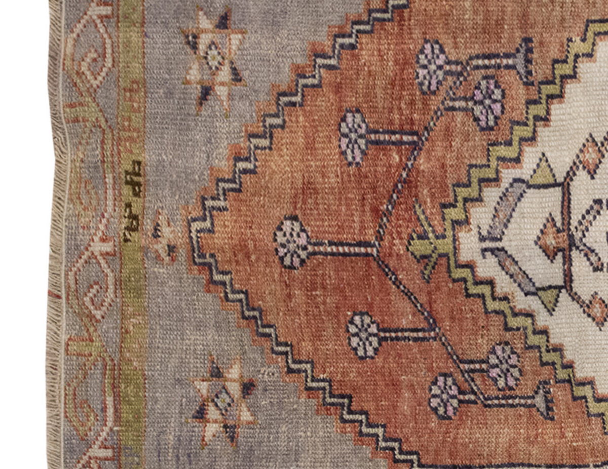 Vintage Rug, Small Oushak Rug 2'9" x 3'11" feet 83 x 120 cm