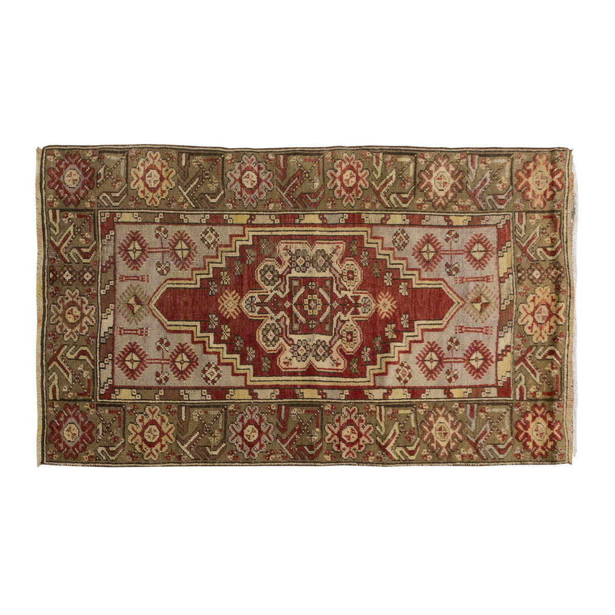 Vintage Rug, Small Oushak Rug 2'9" x 4'8" feet 85 x 142 cm