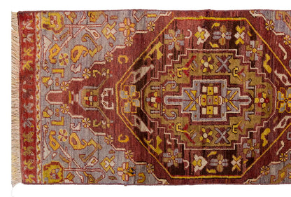 Vintage Rug, Small Oushak Rug 2 x 4'4" feet 62 x 132 cm