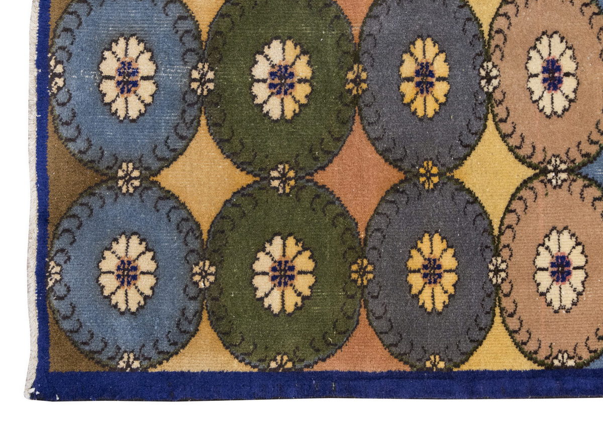 Vintage Rug, Small Oushak Rug 3'3" x 7'1" feet 98 x 215 cm