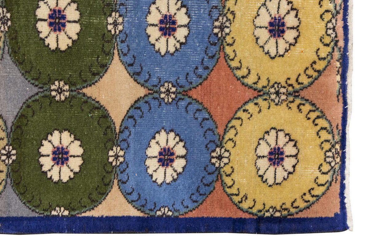 Vintage Rug, Small Oushak Rug 3'3" x 7'1" feet 98 x 215 cm