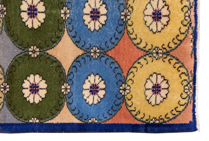 Vintage Rug, Small Oushak Rug 3'3" x 7'1" feet 98 x 215 cm