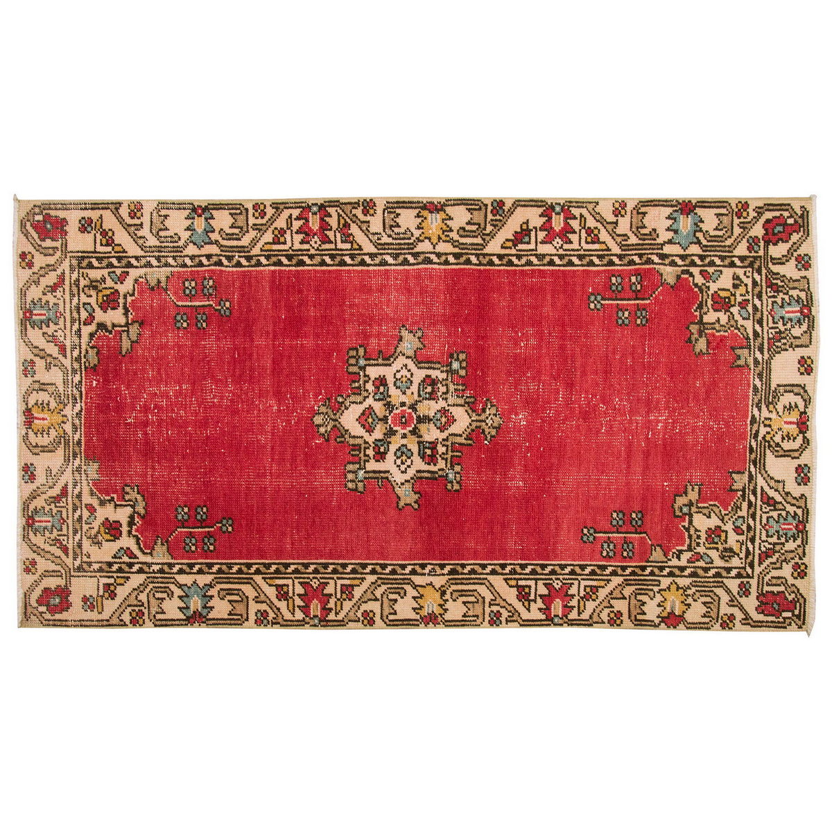 Vintage Rug 3'1" x 5'9" feet  95 x 175 cm
