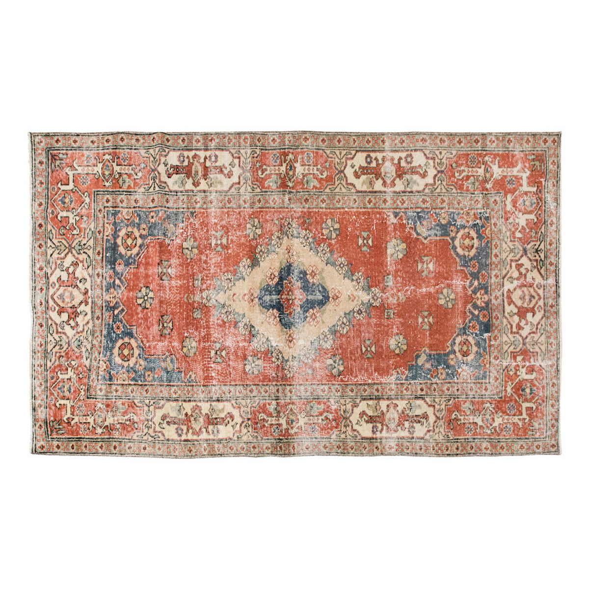 Vintage Rug 3'10" x 6'9" feet 117 x 205 cm