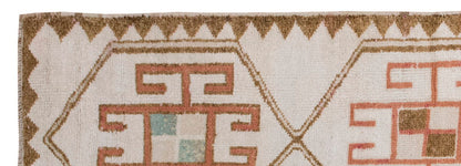 White Herki Runner Rug 3'1" x 10'2" feet 93 x 310 cm