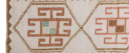 White Herki Runner Rug 3'1" x 10'2" feet 93 x 310 cm