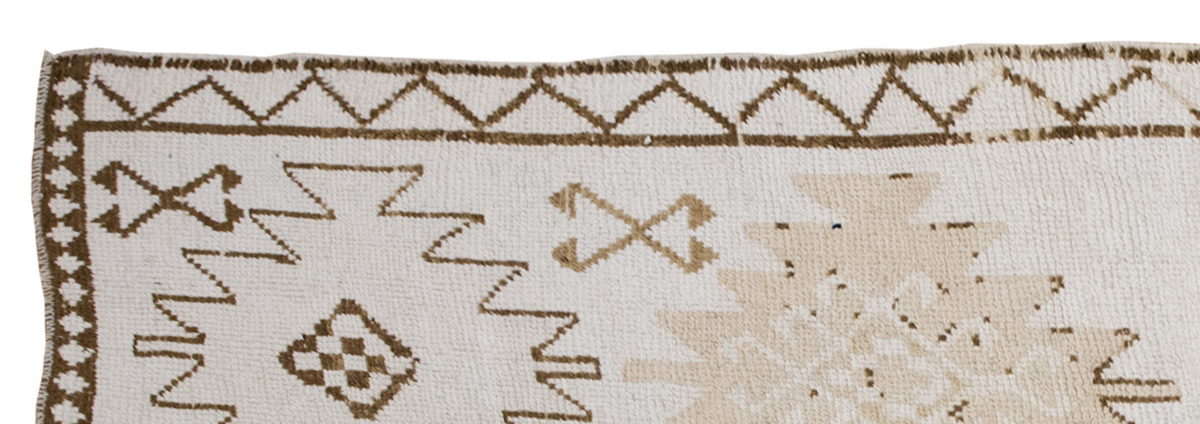 White Herki Runner Rug 3'3" x 11' feet 100 x 335 cm