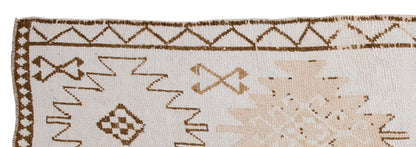 White Herki Runner Rug 3'3" x 11' feet 100 x 335 cm