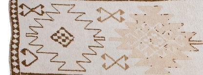 White Herki Runner Rug 3'3" x 11' feet 100 x 335 cm