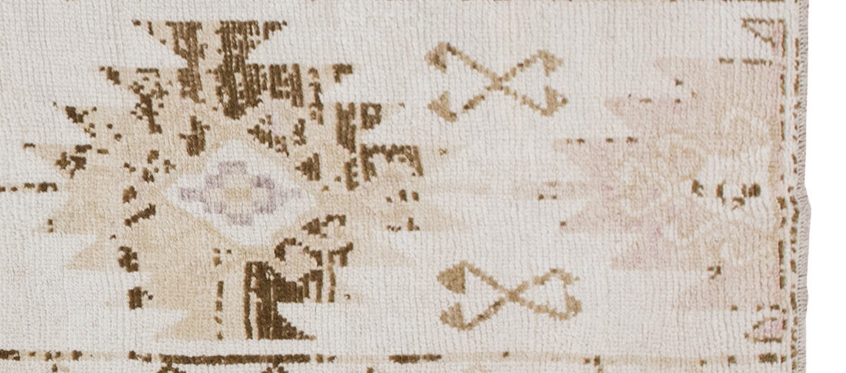 White Herki Runner Rug 3'3" x 11' feet 100 x 335 cm