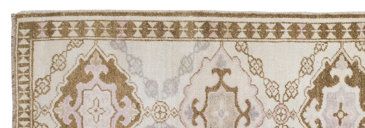 White Herki Runner Rug 3'7" x 11'1" feet 108 x 337 cm