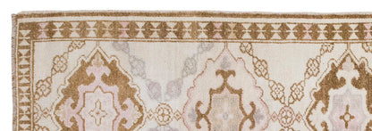 White Herki Runner Rug 3'7" x 11'1" feet 108 x 337 cm