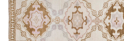White Herki Runner Rug 3'7" x 11'1" feet 108 x 337 cm