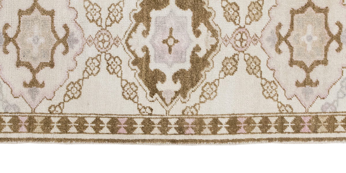 White Herki Runner Rug 3'7" x 11'1" feet 108 x 337 cm