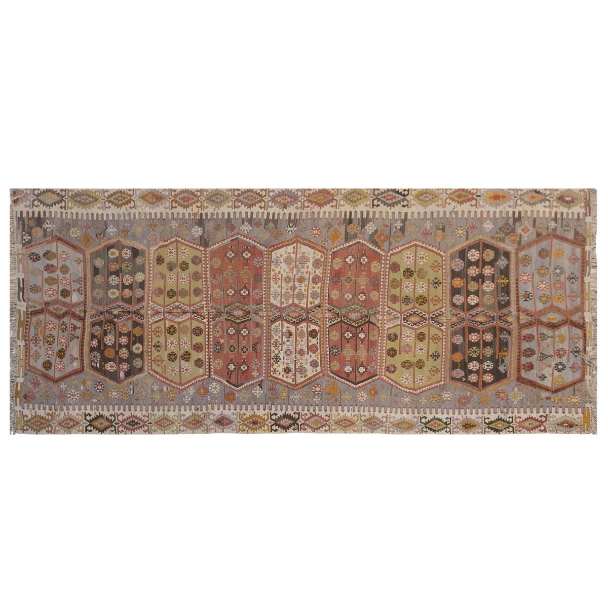 anatolian kilim, 6x15 ft kilim, 194x454 cm