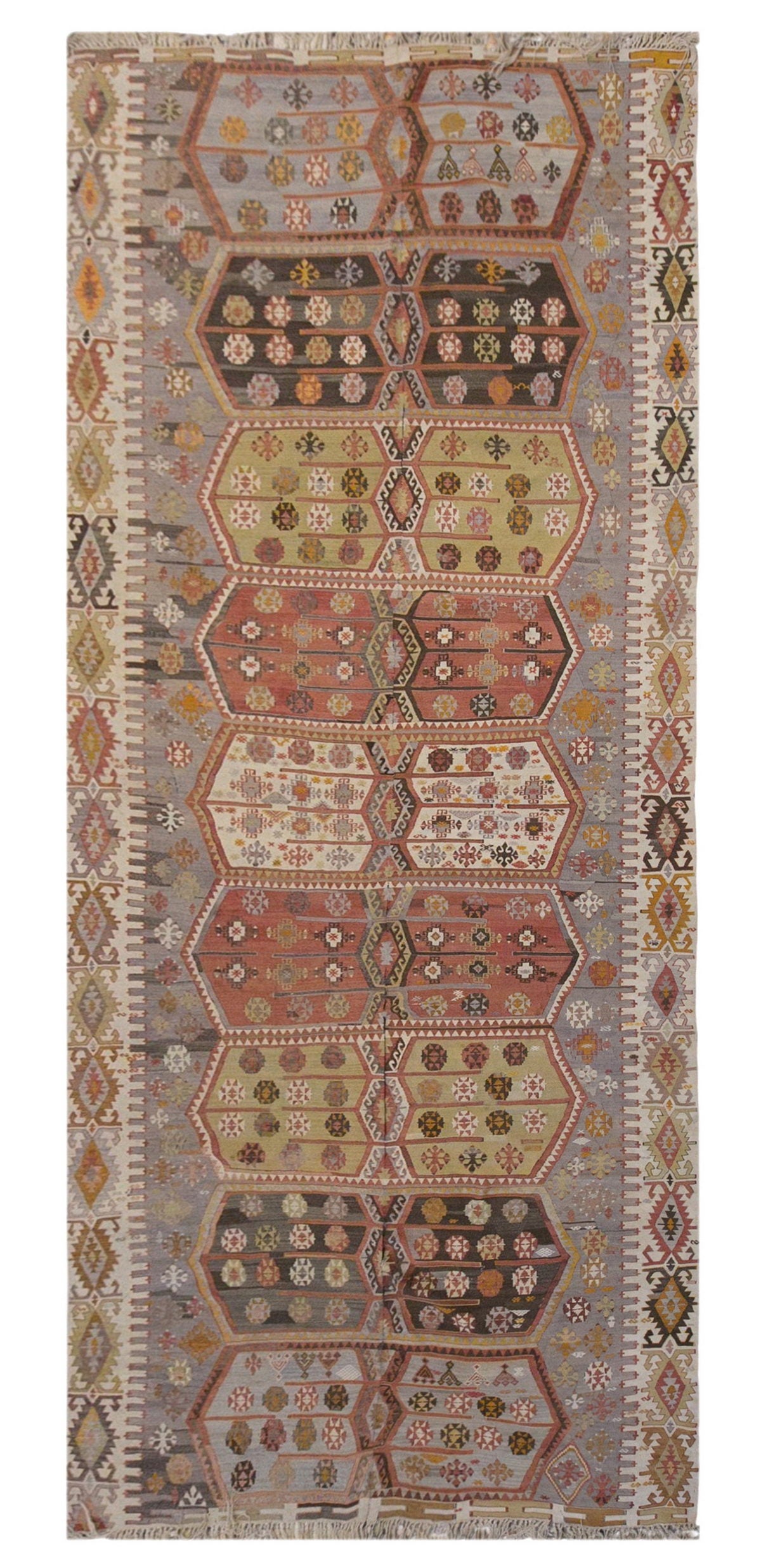 anatolian kilim, 6x15 ft kilim, 194x454 cm