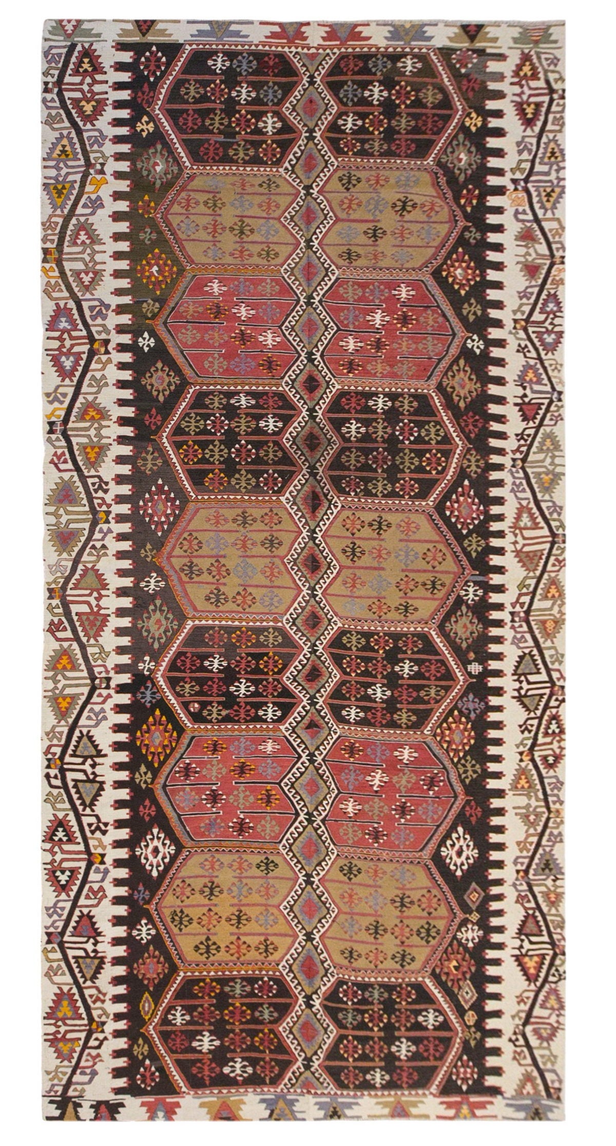 anatolian kilim, 7x15 ft kilim, 212x447 cm