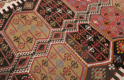 anatolian kilim, 7x15 ft kilim, 212x447 cm