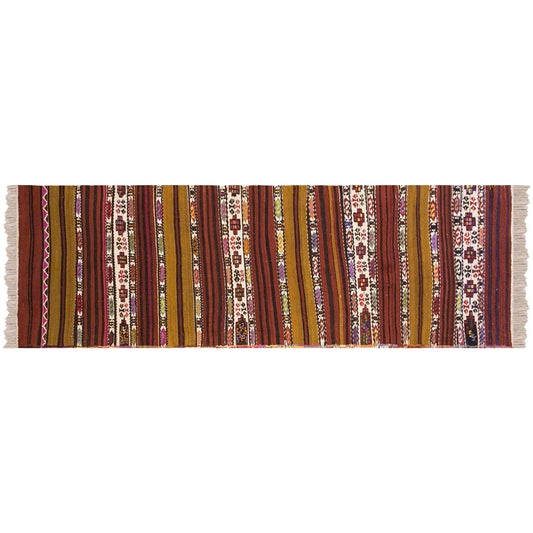 Anatolian tribal kilim, 2.4 x 10.5 ft kilim, 72 x 318 cm