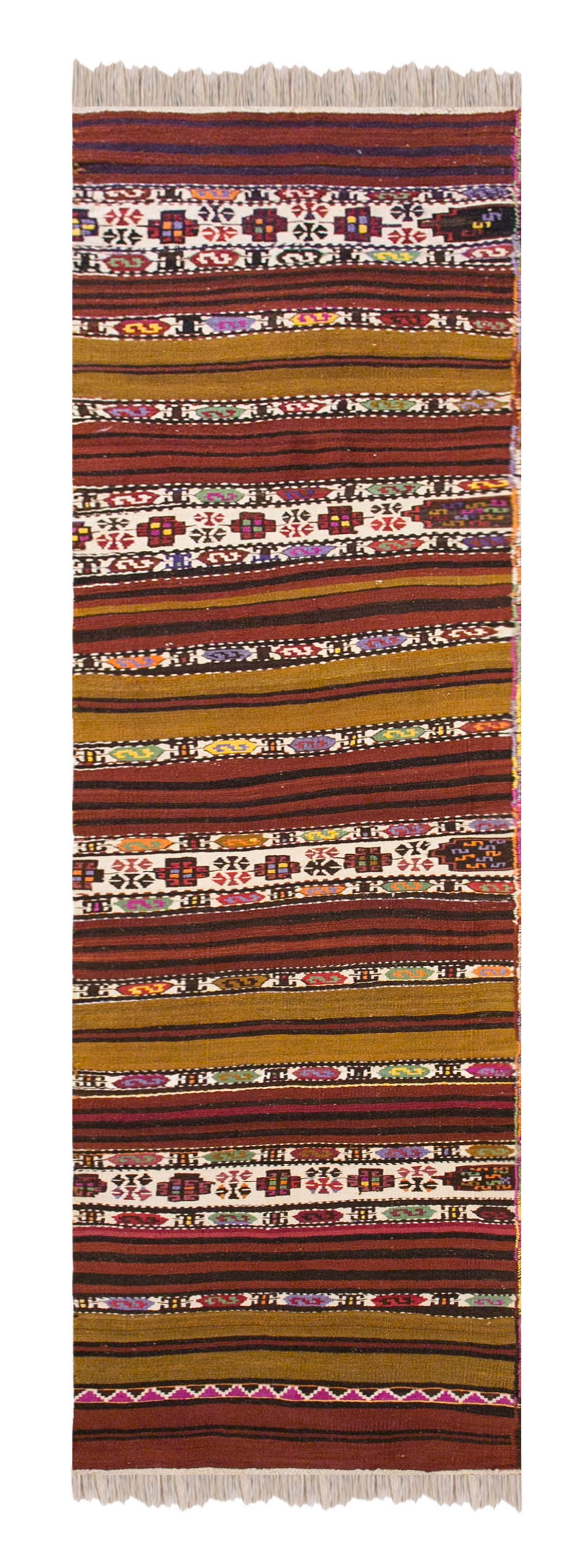 Anatolian tribal kilim, 2.4 x 10.5 ft kilim, 72 x 318 cm