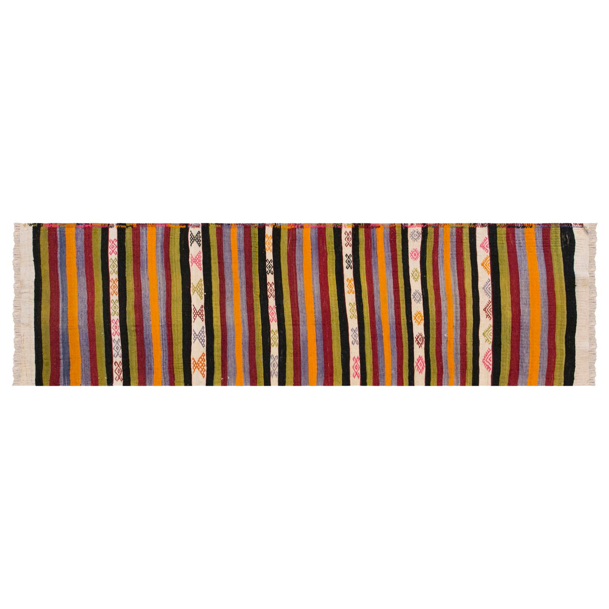 Anatolian tribal kilim, 2.4 x 10.5 ft kilim, 73 x 319 cm