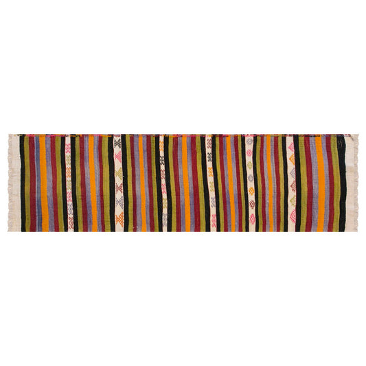 Anatolian tribal kilim, 2.4 x 10.5 ft kilim, 73 x 319 cm