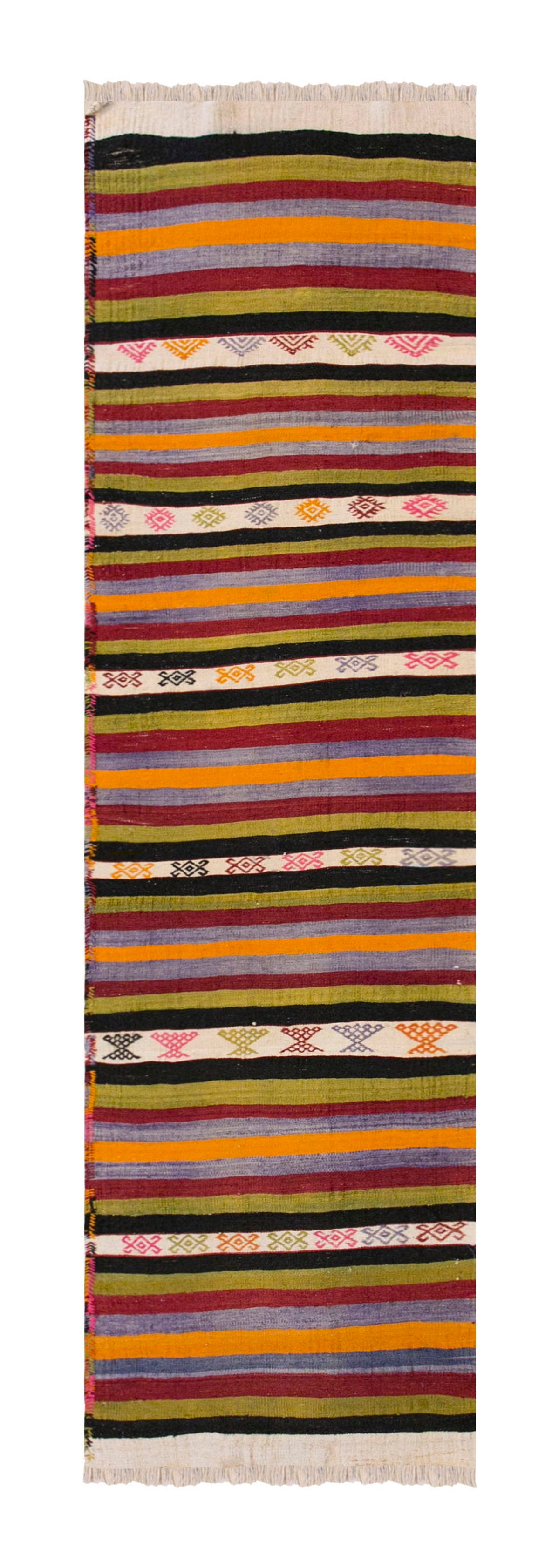 Anatolian tribal kilim, 2.4 x 10.5 ft kilim, 73 x 319 cm