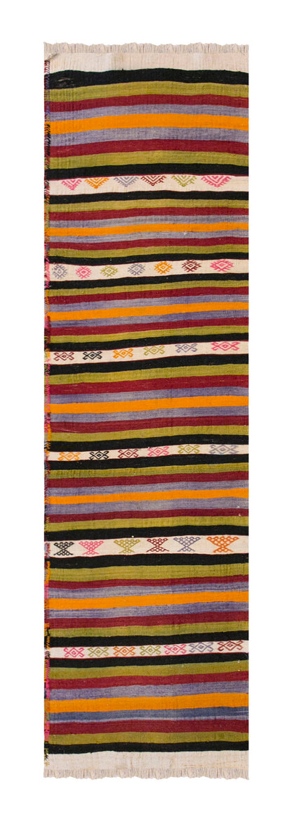 Anatolian tribal kilim, 2.4 x 10.5 ft kilim, 73 x 319 cm