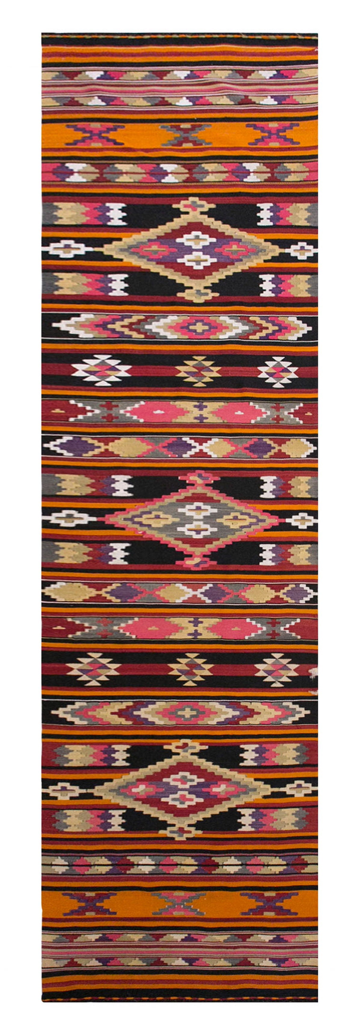 Anatolian tribal kilim, 2.7 x 13.1 ft kilim, 80 x 400 cm