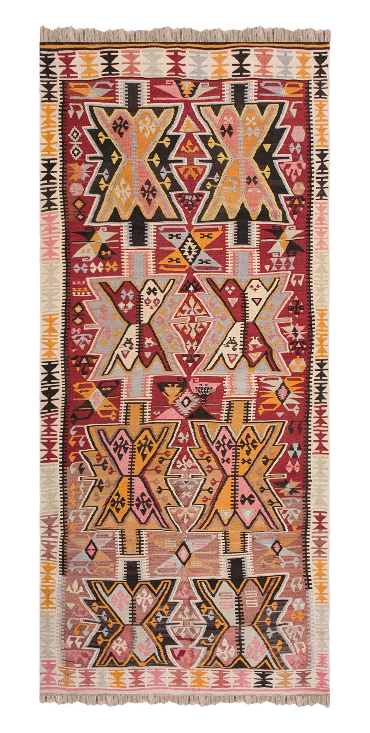 Anatolian tribal kilim, 3.11 x 10.5 ft kilim, 121 x 319 cm