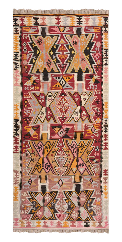 Anatolian tribal kilim, 3.11 x 10.5 ft kilim, 121 x 319 cm