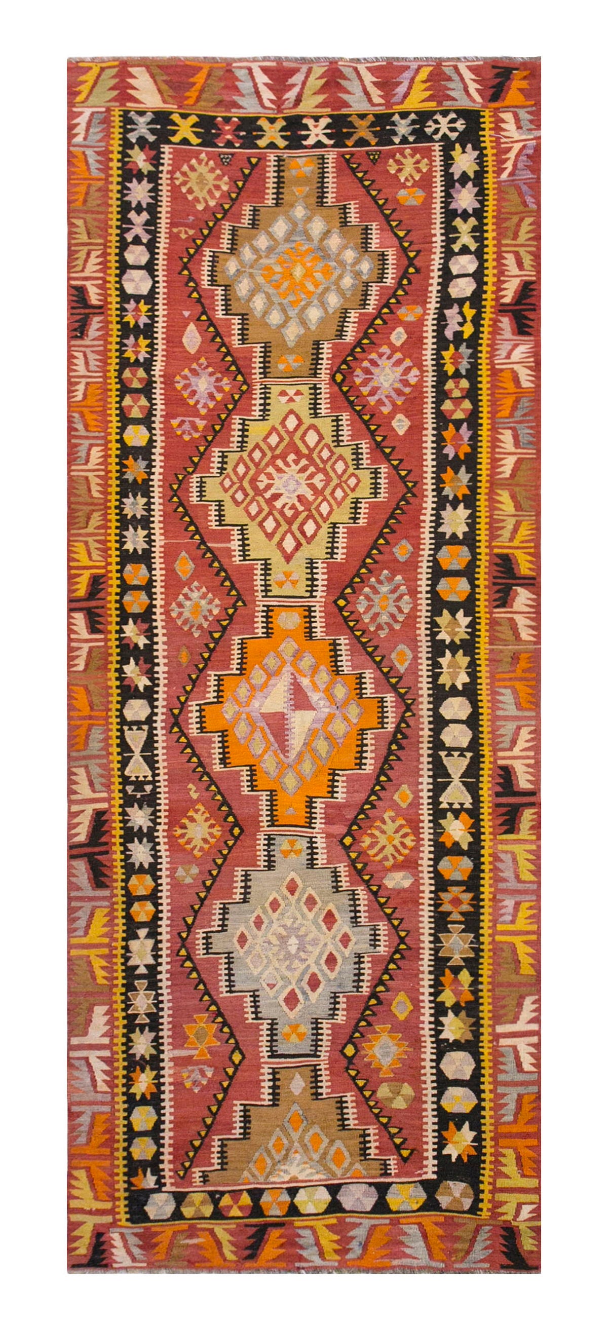 Anatolian tribal kilim, 3.11 x 11.8 ft kilim, 120 x 357 cm