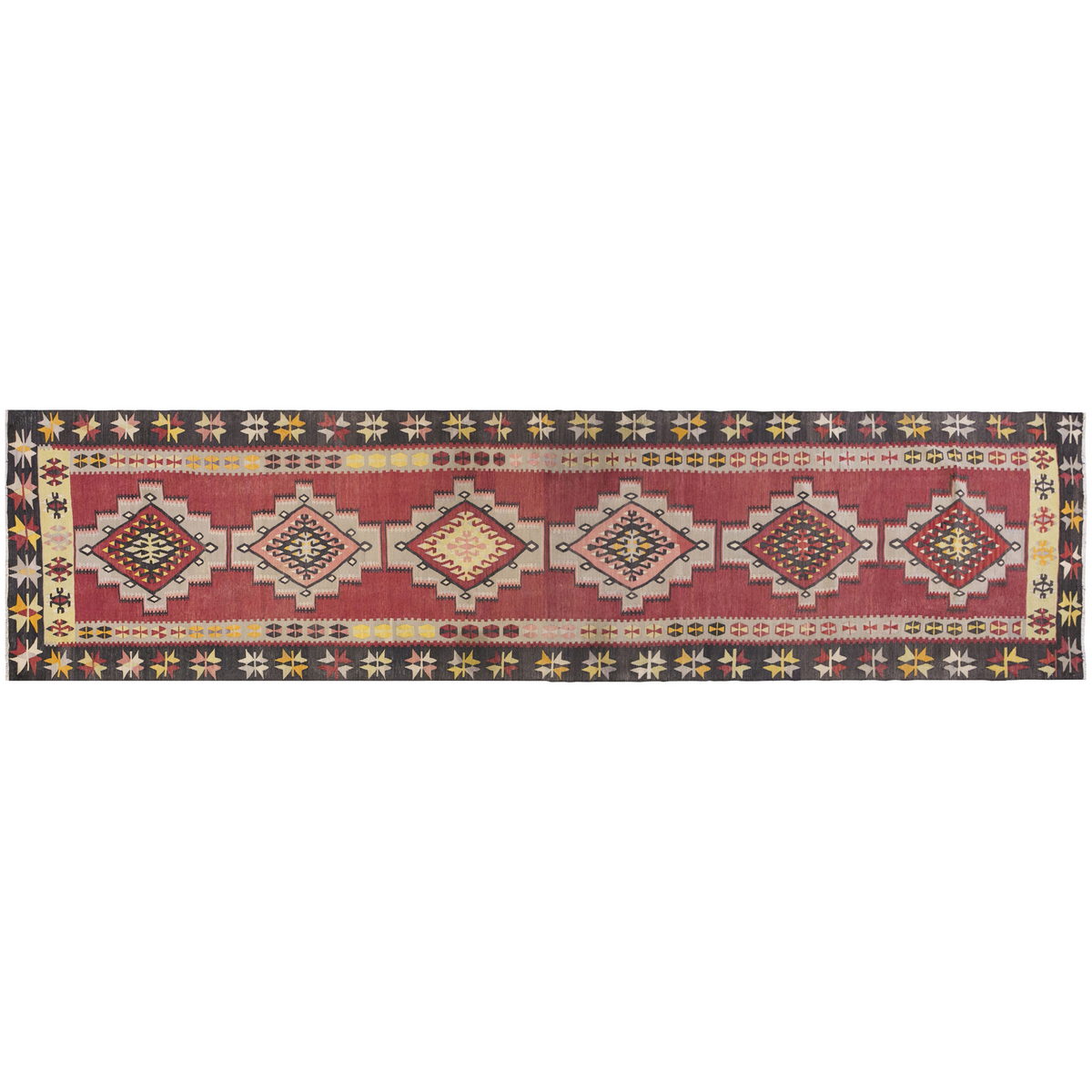 Anatolian tribal kilim, 3.2 x 13.4 ft kilim, 99 x 408 cm