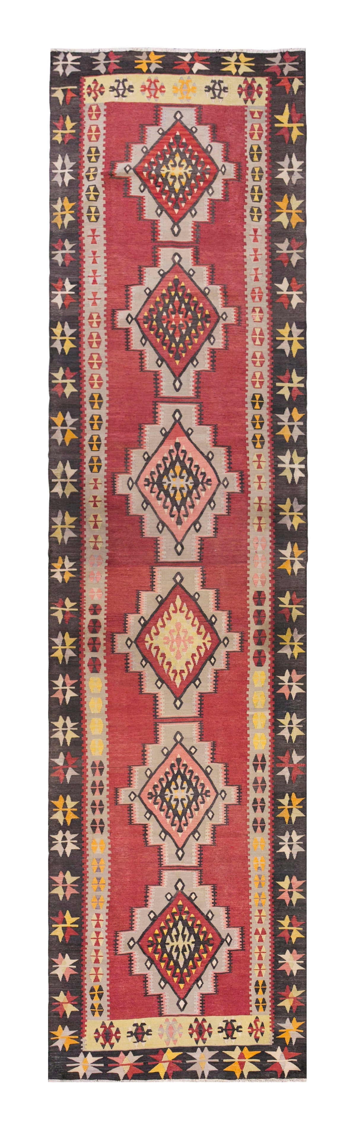 Anatolian tribal kilim, 3.2 x 13.4 ft kilim, 99 x 408 cm
