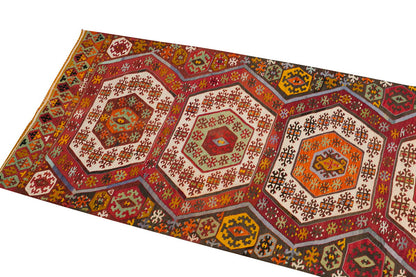 Anatolian tribal kilim, 3.5 x 12.1 ft kilim, 105 x 370 cm
