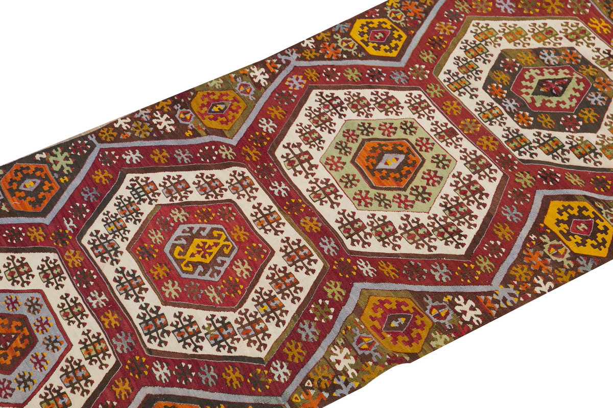 Anatolian tribal kilim, 3.5 x 12.1 ft kilim, 105 x 370 cm