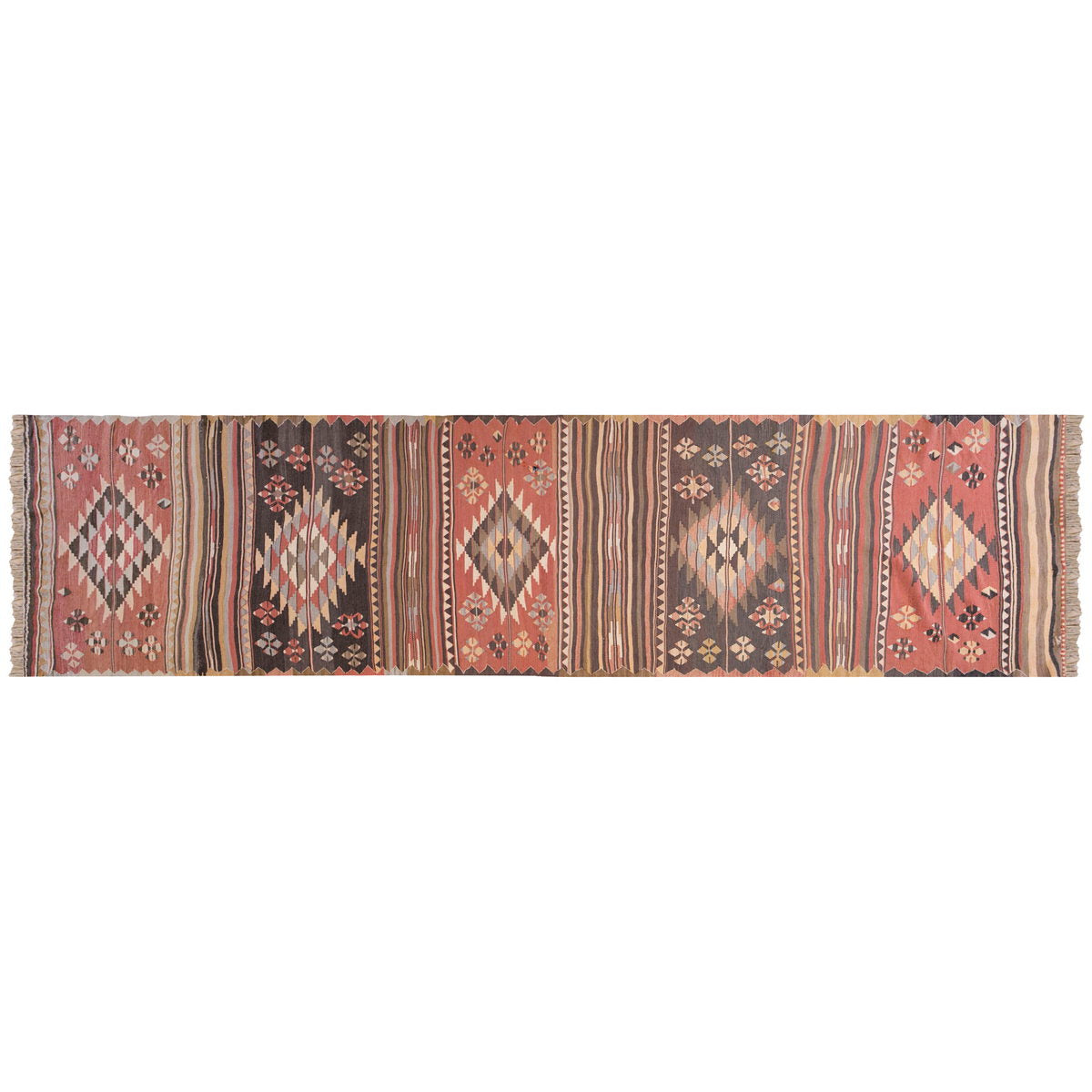 Anatolian tribal kilim, 3.6 x 14.3 ft kilim, 108 x 436 cm