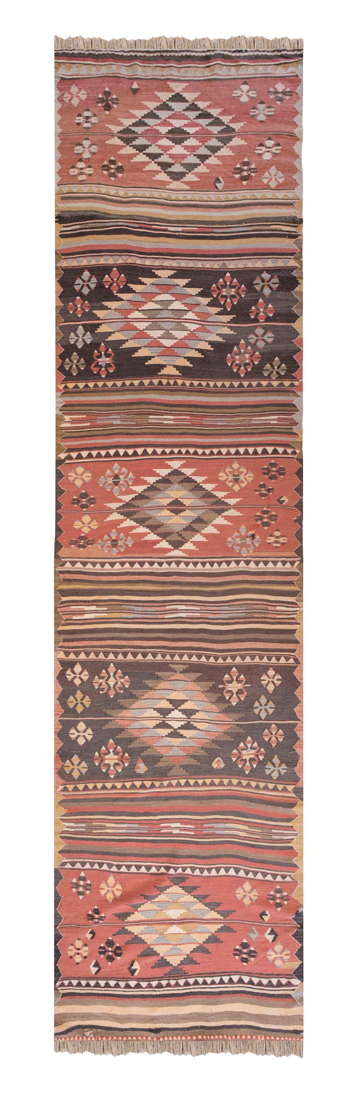 Anatolian tribal kilim, 3.6 x 14.3 ft kilim, 108 x 436 cm