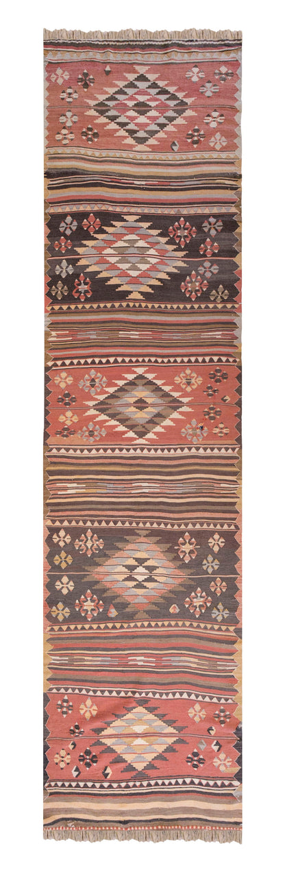 Anatolian tribal kilim, 3.6 x 14.3 ft kilim, 108 x 436 cm