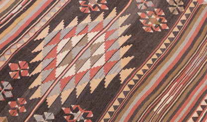 Anatolian tribal kilim, 3.6 x 14.3 ft kilim, 108 x 436 cm