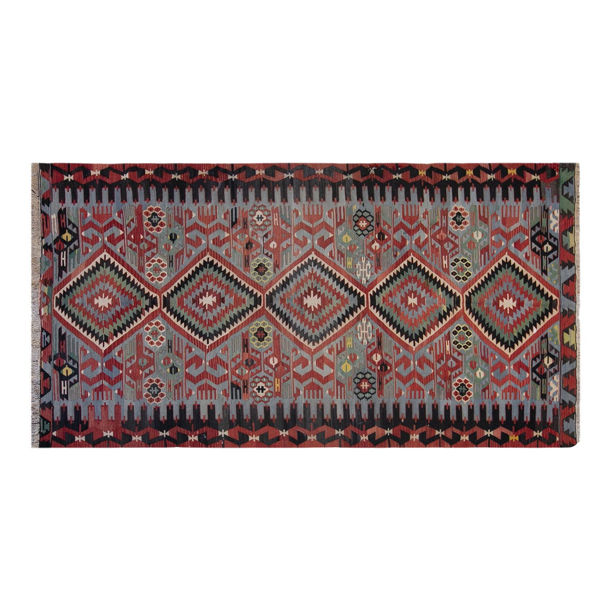 anatolian tribal kilim, 5x11 ft kilim, 164x332 cm