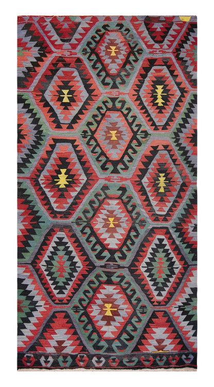 anatolian tribal kilim, 5x9 ft kilim, 146x285 cm