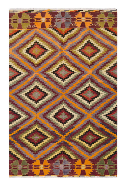 anatolian tribal kilim, 6x10 ft kilim, 195x295 cm